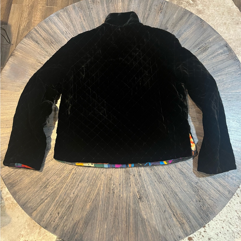 Vintage Pearl River‎ Reversible Silk Jacket – Sm – Abstract Faces & Black Velvet - Picture 10 of 15